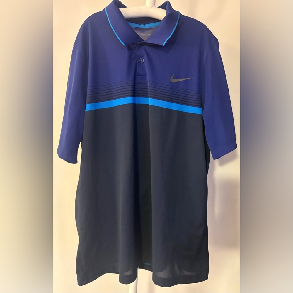 Nike Men's Navy and Blue Golf Polo Shirt